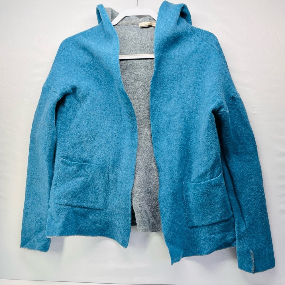 Blue‎ Hooded Utility Jacket - Lightweight Open Front